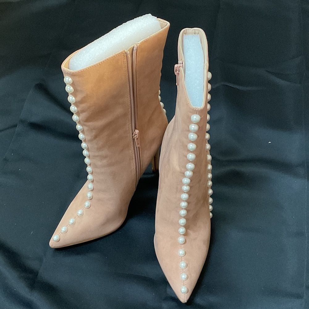 Penny Loves Kenny Tan Pearl Heeled Boots